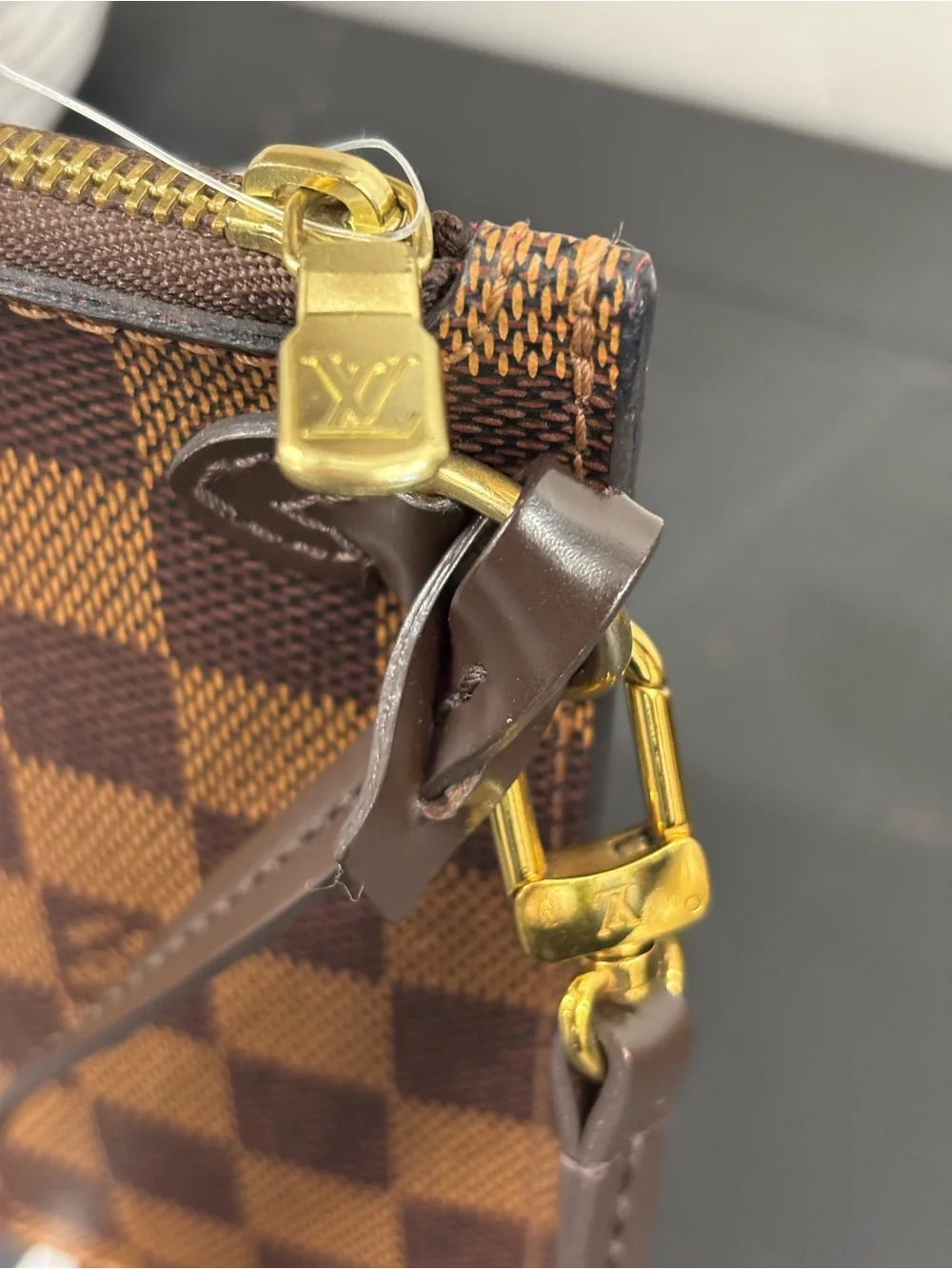 Louis Vuitton Brown Damier Wristlet Pouchette COA